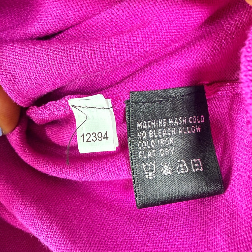 August Silk Womens Fuchsia Pink Crew Neck Long Sleeve Button Front Cardigan L - Picture 10 of 11